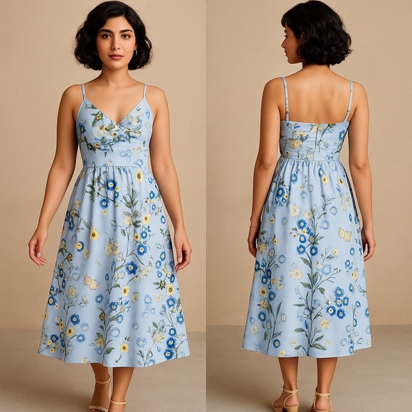 Floral Blue Sundress-Missing external and internal tags - Picture 1 of 9